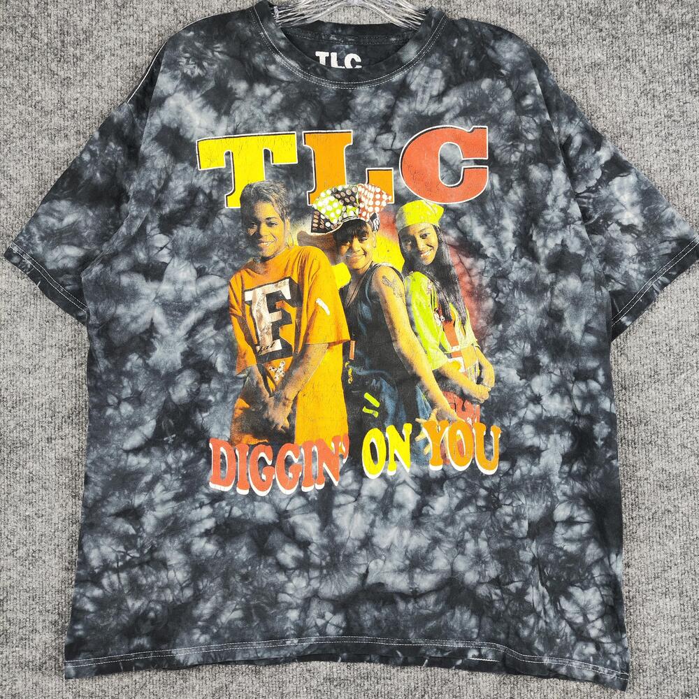 TLC Shirt Mens Large Multicolor Tie Dye Diggin On You Graphic 90s Band Tee